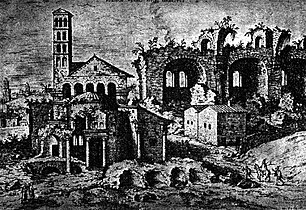 Le temple de Romulus sur une gravure de 1550.