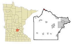 Location of the city of Clearwater within Wright County, Minnesota