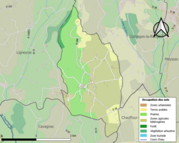 Carte en couleurs présentant l'occupation des sols.