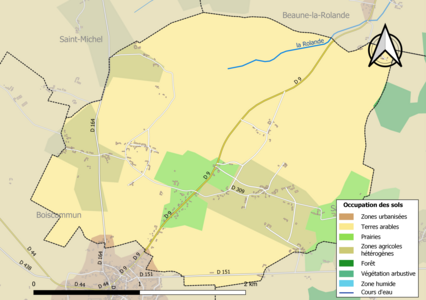 Carte des infrastructures et de l'occupation des sols de la commune en 2018 (CLC).