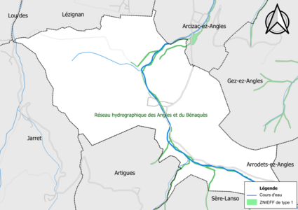 Carte de la ZNIEFF de type 1 sur la commune.