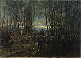 Alfred Theodore Joseph Bastien (date unknown): Canadian Cavalry Ready in a Wood, Canadian War Museum, Ottawa.