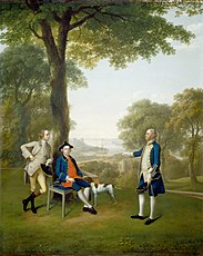 Arthur Holdsworth Conversing with Thomas Taylor and Captain Stancombe by the River Dart (1757)