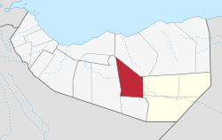 Location of Aynabo district within Sool, Somaliland