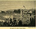 The swimming pool in Bielsko (the German Bielitz) decorated with Nazi flags during World War II, from the 1942 Bielitz Nazi calendar, scan by Ewa Kuryluk.