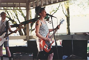 Bikini Kill performing at Sylvester Park in Olympia, Washington on May 1, 1991