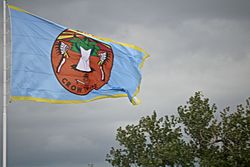 Crow Tribe flag at Crow Agency