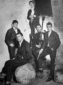 Posing for publicity in 1964: from left to right, Eric Burdon (vocals), Alan Price (keyboards), Chas Chandler (bass), Hilton Valentine (guitar), John Steel (drums)