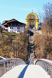 Pedestrian bridge connecting Laufen with its former suburb Altach (Oberndorf)