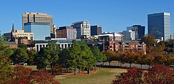 Skyline of downtown Columbia by night