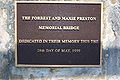 Forrest and Maxie Preston Memorial Bridge plaque.