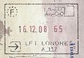 Entry stamp into the Schengen Area issued by the French Border Police at St Pancras International station ('LFT' stands for 'Liaison fixe transmanche' (literally: cross-Channel fixed link))