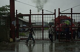 Port Harcourt oil refinery gates.