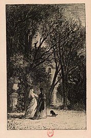 « Rêverie », eau-forte pour un poème de Léon Laurent-Pichat, dans Sonnets et eaux-fortes (1869).