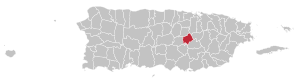 Map of Puerto Rico highlighting Comerío Municipality