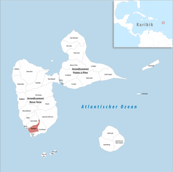 Location of the commune (in red) within Guadeloupe