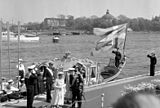 Drottning Elizabeth II och Prins Philip anländer 1956