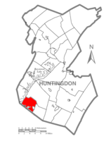 Map of Huntingdon County, Pennsylvania Highlighting Carbon Township