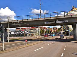 Olskroken vid järnvägsviadukten i riktning åt öster.