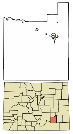 Location of the La Junta Gardens CDP in Otero County, Colorado.