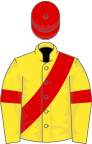 Yellow, red sash, armlets and cap