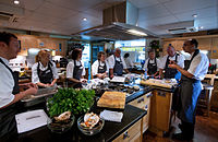 Chefs in training at chef school in Oxford, England