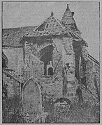 L'église de Prosnes en ruines.