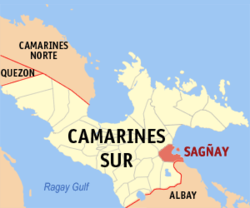 Map of Camarines Sur with Sagñay highlighted