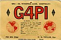 Carte QSL de G4PI, Grande-Bretagne (1947).