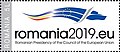 Romania's 2019 Presidency of the Council of the EU logo, depicting a Dacian Draco.