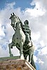 Equestrian bronze statue of King Frederik V created in Neoclassical style by Jacques Saly in 1768