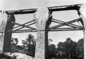 Bridge at Aix repaired with a German railway-gun carriage