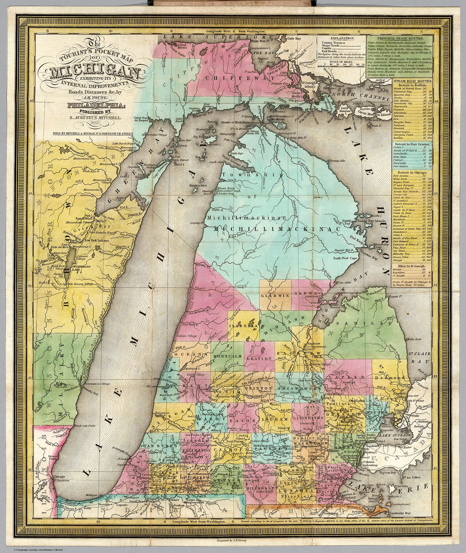 1835 map of Michigan, with the Leelanau Peninsula labelled as "South Cape"