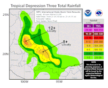 Map of predicted rainfall amounts