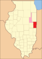The county between 1833 and 1836, after creation of Champaign and Iroquois Counties