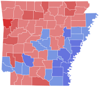 Map of the County results of the 1980 Arkansas gubernatorial election.