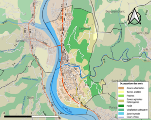 Carte en couleurs présentant l'occupation des sols.