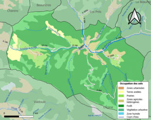 Carte en couleurs présentant l'occupation des sols.