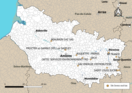 Carte des sites « Seveso seuil bas ».