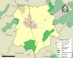 Carte en couleurs présentant l'occupation des sols.