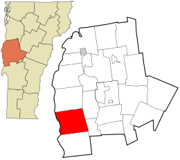 Location in Addison County and the state of Vermont.