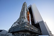 Space Launch System Artemis 1 rollout out of the VAB, 17 March 2022