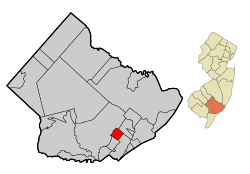 Map of Northfield in Atlantic County. Inset: Location of Atlantic County highlighted in the State of New Jersey.