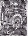 Image 16 New Synagogue, Berlin Image credit: Wilhelm Ernst & Sohn An 1896 engraving of the interior of the New Synagogue, Berlin. The synagogue was noted for its Moorish style and resemblance to the Alhambra. During the Kristallnacht pogrom of 1938, the Synagogue was set ablaze. Today the synagogue serves as an exhibit for various aspects of the Holocaust, particularly Kristallnacht.