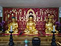 Korean Buddhist Altar with Buddha Triad (Ksitigarbha, Sakyamuni, Maitreya), Bo Hyun Sa Temple, Southwest ranches, FL.
