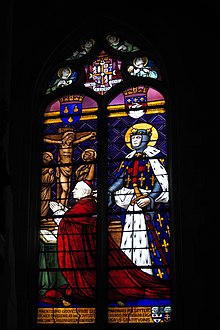 Vitrail représentant le cardinal Dubois présenté par saint Louis, carton de Henri-Marcel Magne