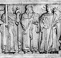 Muhammad as depicted by sculptor Adolph Weinman on the U.S. Supreme Court building in Washington, DC carrying a sword and the Quran, 1930s