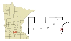 Location of Henderson within Sibley County, Minnesota