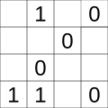 An unsolved 4×4 Takuzu grid