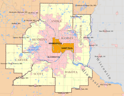 Location of Lake Harriet in Minnesota, USA.